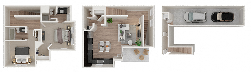 Floor plan for 2 beds, 2.5 baths, 1234 sqft